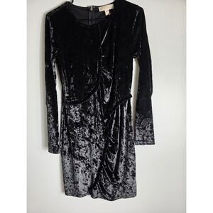 Michael Kors Black Velvet Ruffle  Long‎ Sleeve  Holiday Medium